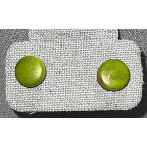 Green Stone Button Earrings